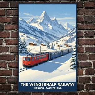 Wengen, Suisse : Poster Vintage voyage des années 