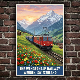 Wengen, Suisse : Poster Vintage voyage des années 
