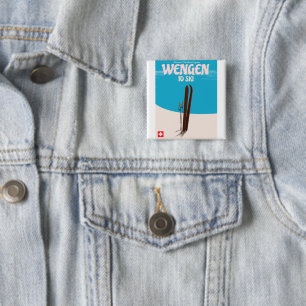 Wengen, Switzerland, Ski Poster 2 Inch Square Button