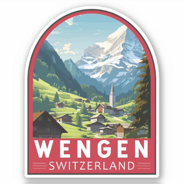 Wengen Switzerland Travel Art Vintage (Front)