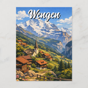 Wengen Switzerland Travel Postcard