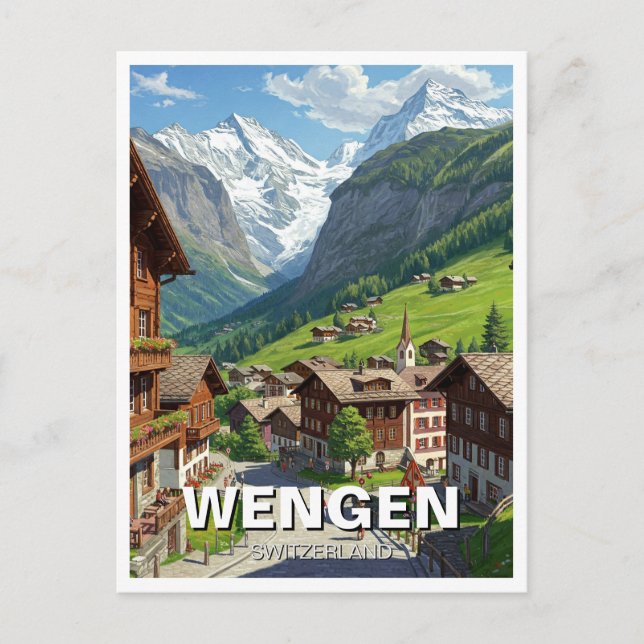 Wengen Switzerland Travel Postcard (Front)