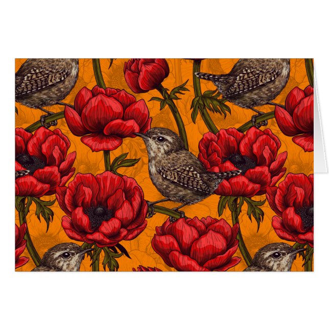 Wens dans un jardin d'anémones rouges (Devant horizontal)