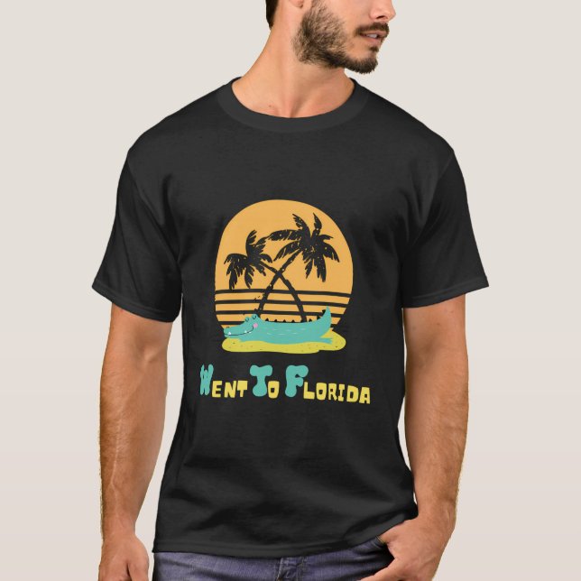 Went To Florida Palm Trees Funny Gator Sleeping Gr T-Shirt (Front)