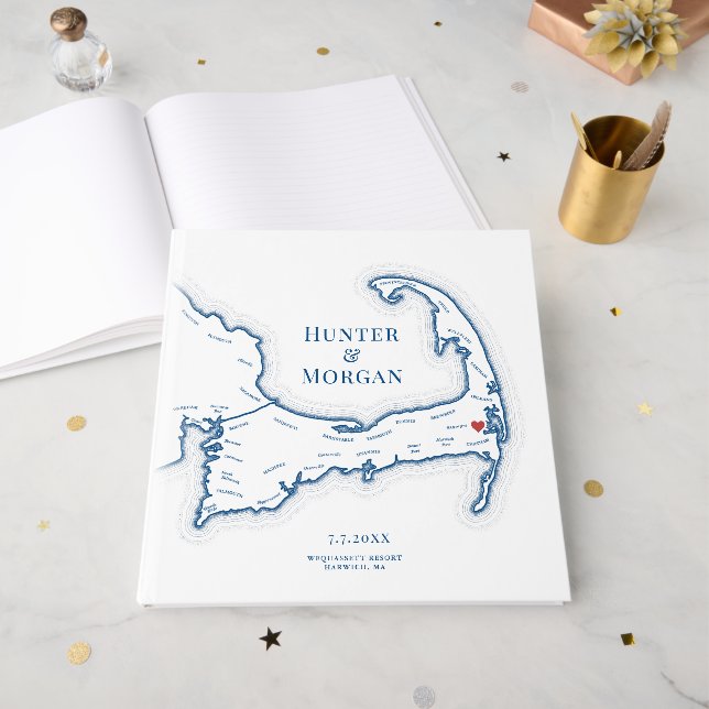 Wequassett Resort Cape Cod Map Wedding Guest Book (Front Open)