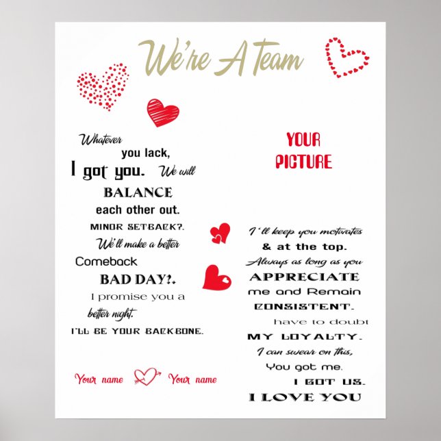 We're A Team, Wedding Anniversary Gift, Wedding Poster (Front)