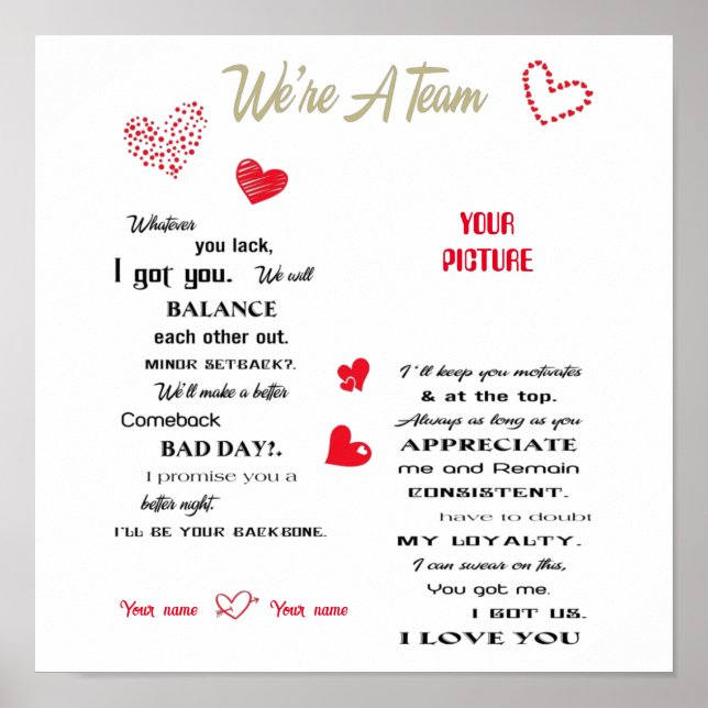 We're A Team, Wedding Anniversary Gift, Wedding Poster (Front)