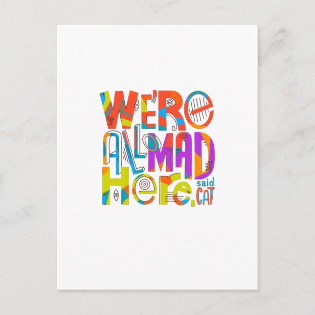 We're All Mad Here Holiday Postcard (Front)