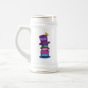 We're All Mad Here Mad Hatter Alice in Wonderland Beer Stein