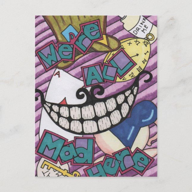 We're All Mad Here Postcard (Front)