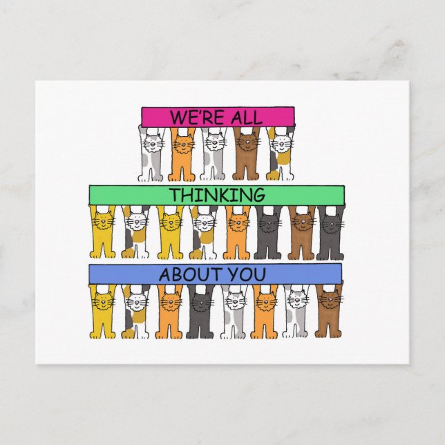 We're All Thinking About You, Cartoon Cats. Postcard (Front)