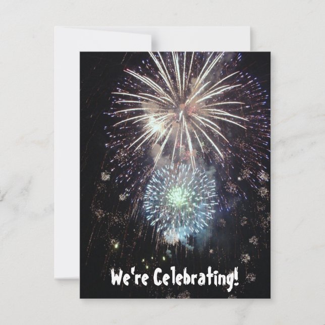 We're Celebrating with Fireworks Custom Invitation (Front)
