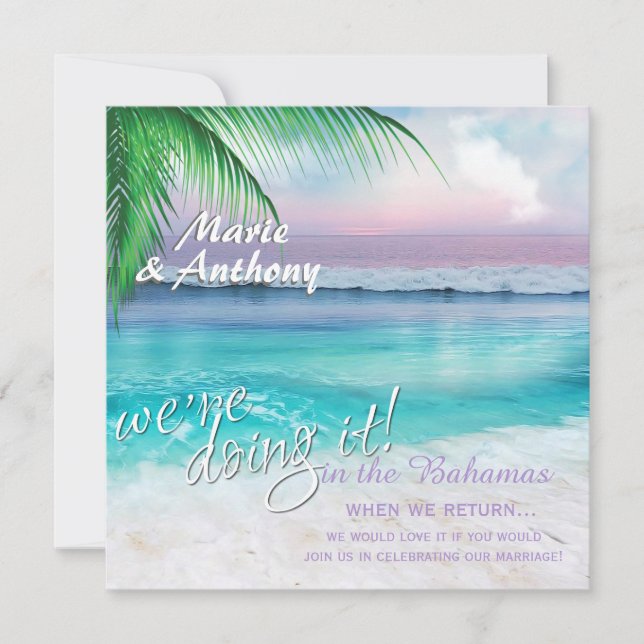WE'RE Doing IT BEAUTIFUL TROPICAL OCEAN SUNRISE Invitation (Front)