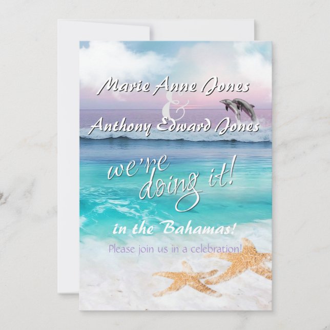We're Doing It  - BEAUTIFUL TROPICAL OCEAN SUNRISE Invitation (Front)