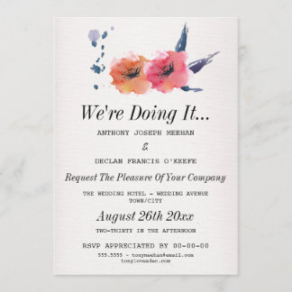 We're Doing It - Floral Gay Wedding Invitation