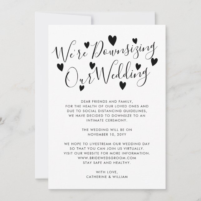 We're Downsizing Smaller Wedding Change of Plans Announcement (Front)