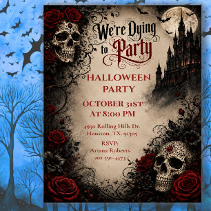 We're Dying To Party Gothic Halloween Party Invitation