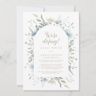 We're Eloping Fun Elegant Script Dusty Blue Floral Invitation