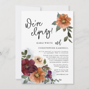 We're Eloping Lush Colorful Fall Floral Reception Invitation