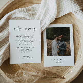 We're Eloping Modern Photo Wedding Invitation