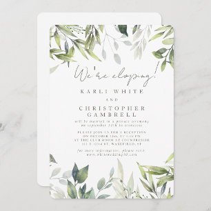 We're Eloping Silver Greenery Fall Reception  Invitation