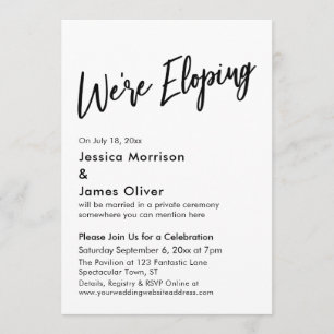We're Eloping Typography, Minimal Handwriting Invitation
