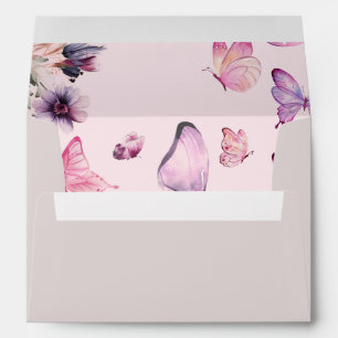 We're Enchanted To Meet Pink Butterfly Baby Shower Envelope