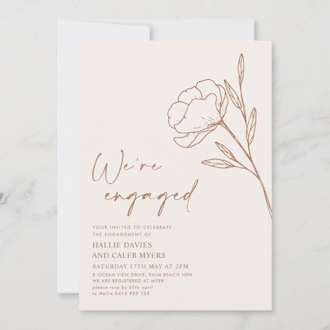We're Engaged Boho Botanical Engagement Party  Invitation (Front)