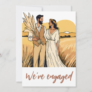 we're engaged boho engagement party invitations