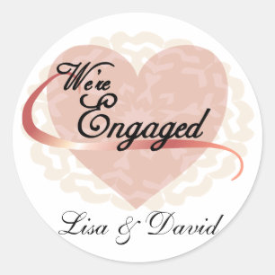 We're Engaged Classic Round Sticker