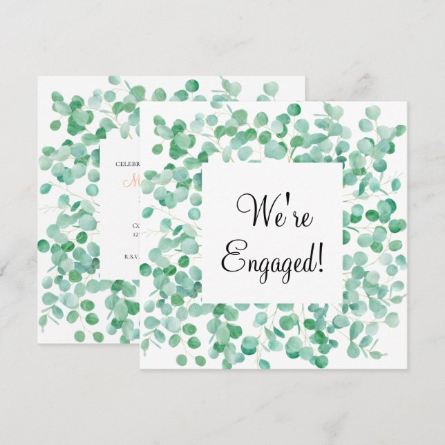 We're Engaged Elegant Eucalyptus Green Peach (Front/Back)