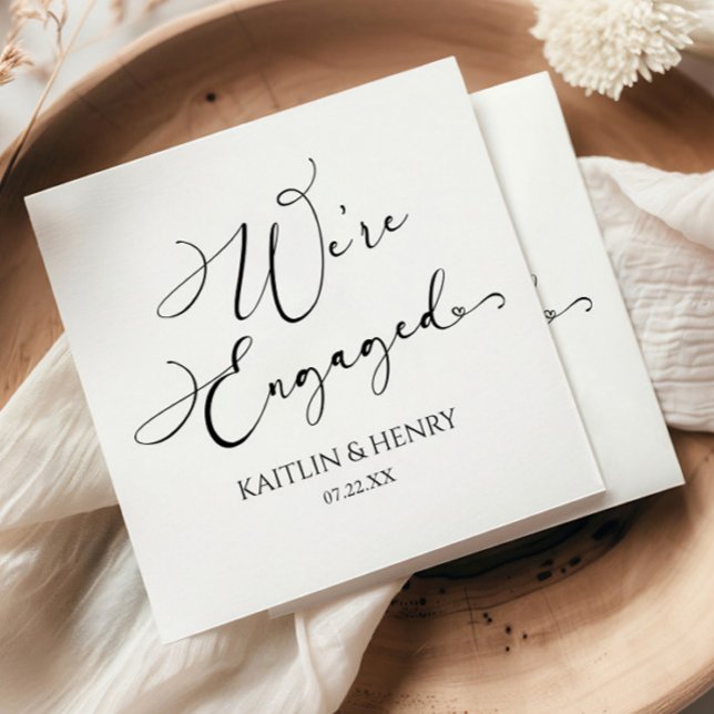 We're Engaged Elegant Minimalist Engagement Party Napkin (Creator Uploaded)