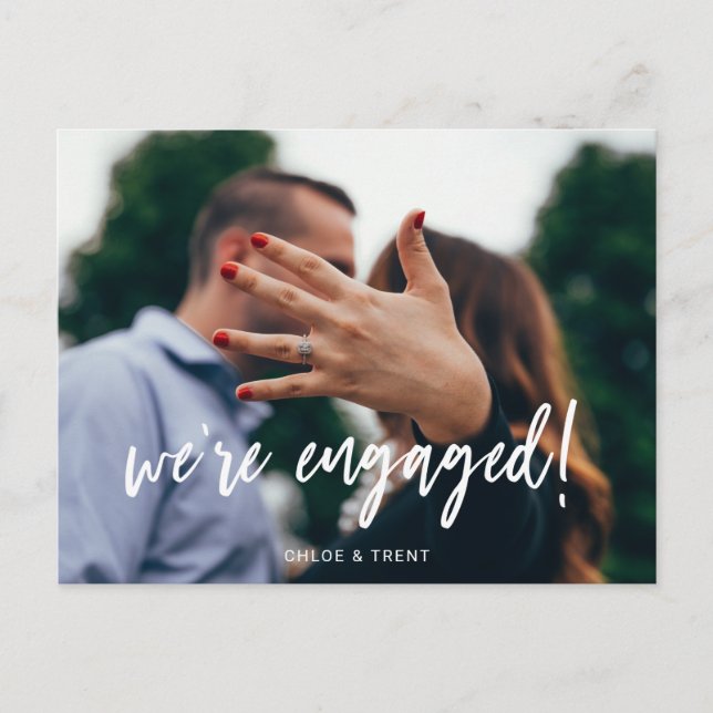 We're Engaged Engagement Announcement Postcard (Front)