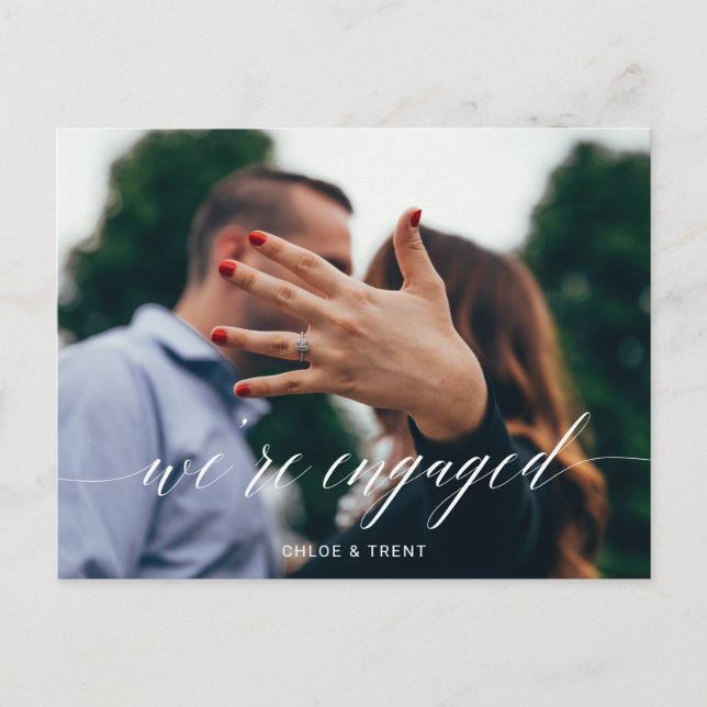 We're Engaged Engagement Announcement Postcard (Front)