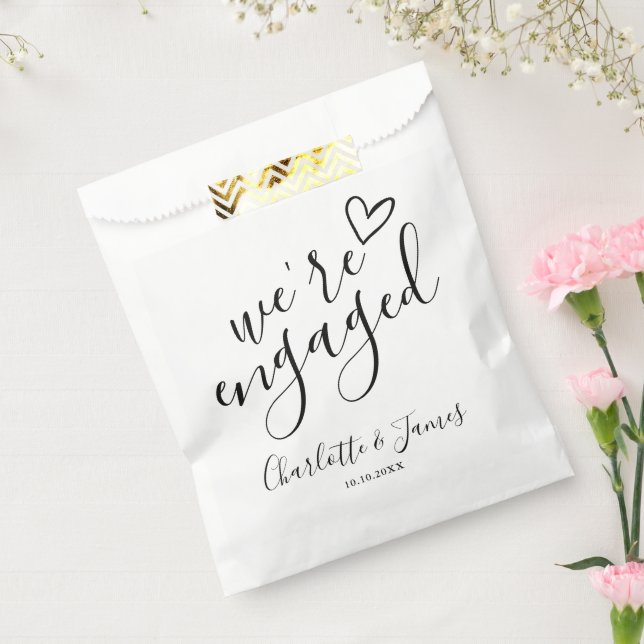 We're Engaged Engagement Party Black And White Favour Bag (Sealed)