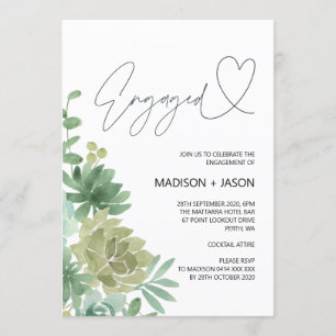 We're Engaged Engagement Party Modern Succulent Invitation