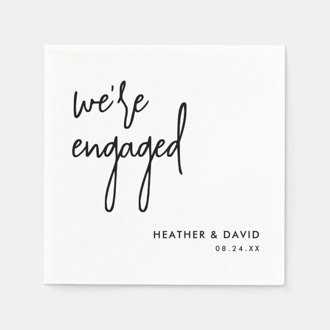 We're Engaged Engagement Party Napkins (Front)