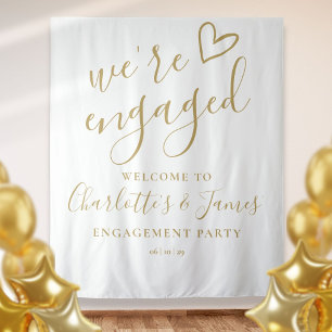 Were Engaged Engagement Party Photo Backdrop Tapestry