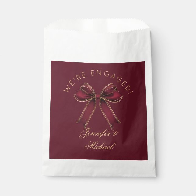 We're engaged Engagement party Red Bow luxury Favour Bag (Front)
