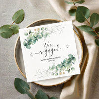 We're Engaged Gold Greenery Engagement 