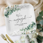We're Engaged Gold Greenery Engagement Paper Plate<br><div class="desc">Get ready to be mesmerized by our breathtaking greenery wedding suite! Featuring exquisite illustrations of eucalyptus leaves and complemented by striking elegant calligraphy, this suite is the ultimate finishing touch for your enchanting garden-themed wedding. If you're looking for something extra or have a special request in mind, don’t hesitate to...</div>