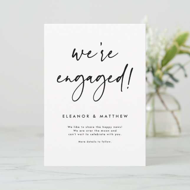 We're Engaged Hand Lettering Engagement Announcement (Standing Front)