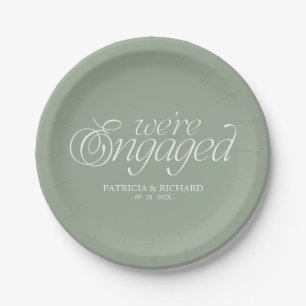 We're Engaged Modern Minimalist Engagement Party Paper Plate