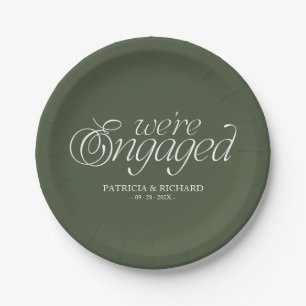 We're Engaged Modern Minimalist Engagement Party Paper Plate