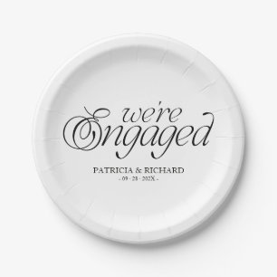 We're Engaged Modern Minimalist Engagement Party Paper Plate