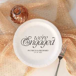 We're Engaged Modern Minimalist Engagement Party Paper Plate