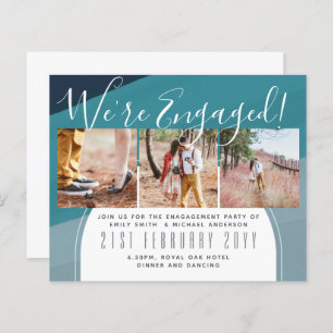 We're Engaged! Modern Photo Collage Invites BUDGET