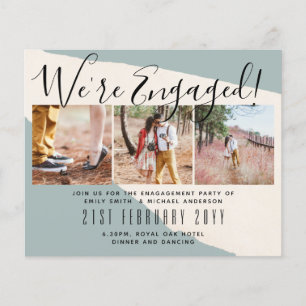 We're Engaged! Modern Photo Collage Invites BUDGET Flyer