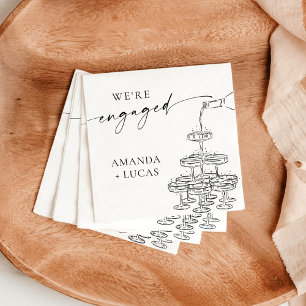 We're Engaged Napkins, Minimalist Champagne Tower  Napkin