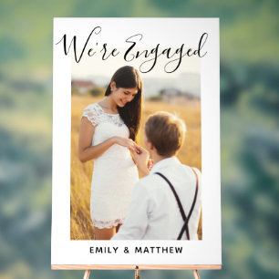 We're Engaged Personalized Photo Engagement Party Acrylic Sign